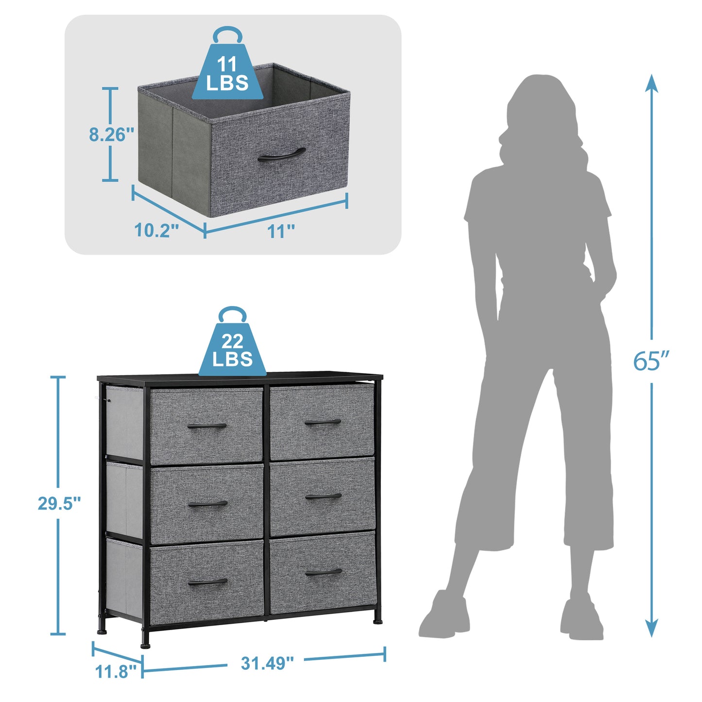 Dressers for Bedroom Wide Fabric 6/8/9 Drawer Double Dresser Storage Chest Tower