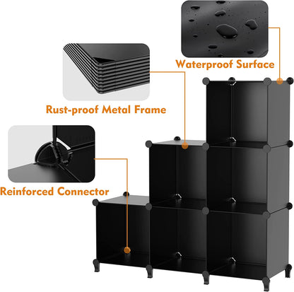 Closet Organizers and Storage, 9 Cube Storage Organizer, Portable Closet Organizer Cubes Shelves for Clothes, Bedroom, Kids Room, Bathroom, Wardrobe, Garment Racks, Black
