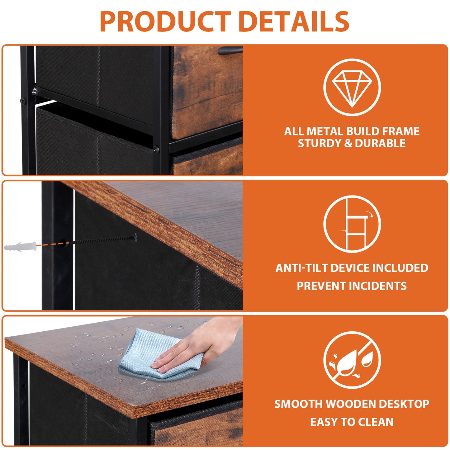Dressers for Bedroom Wide Fabric 6/8/9 Drawer Double Dresser Storage Chest Tower