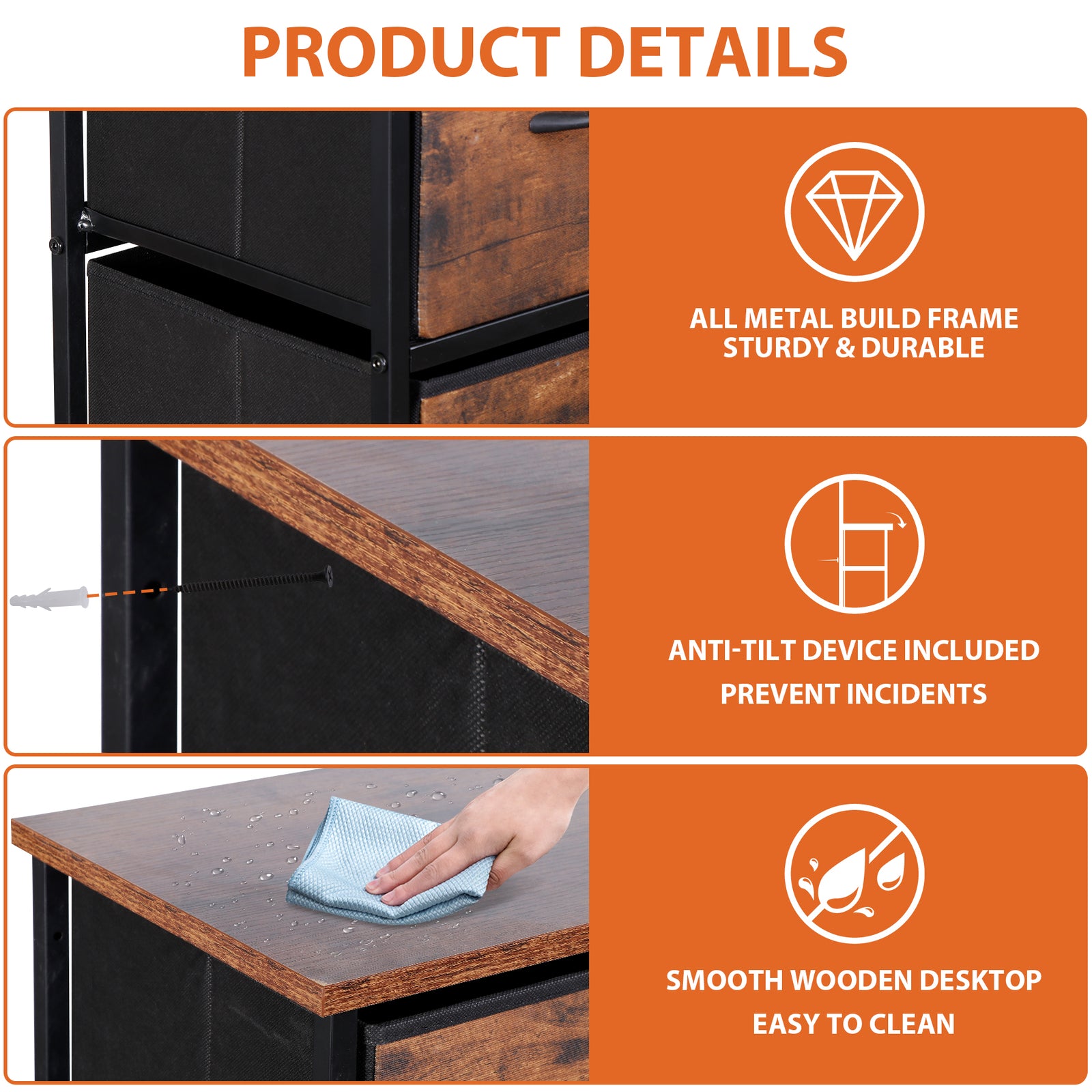 Dressers for Bedroom Wide Fabric 6/8/9 Drawer Double Dresser Storage Chest Tower