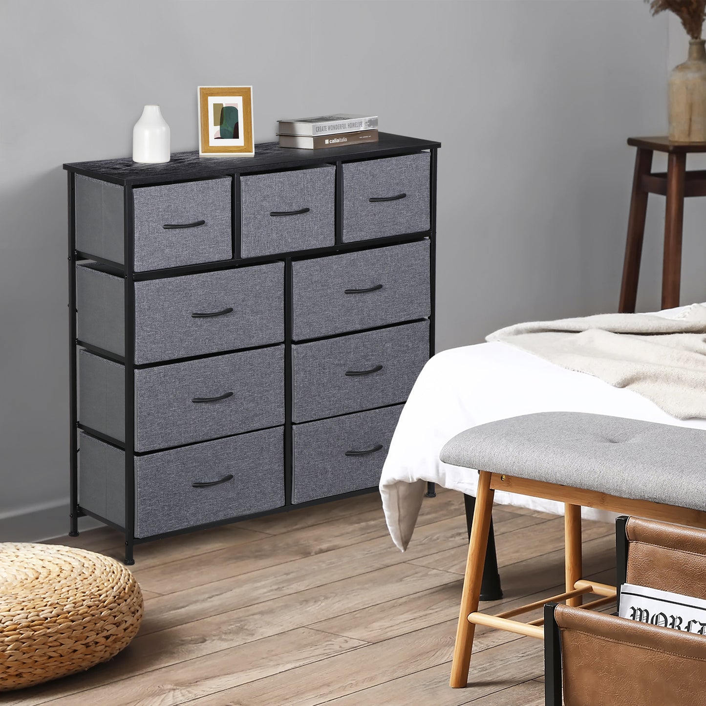Dressers for Bedroom Wide Fabric 6/8/9 Drawer Double Dresser Storage Chest Tower