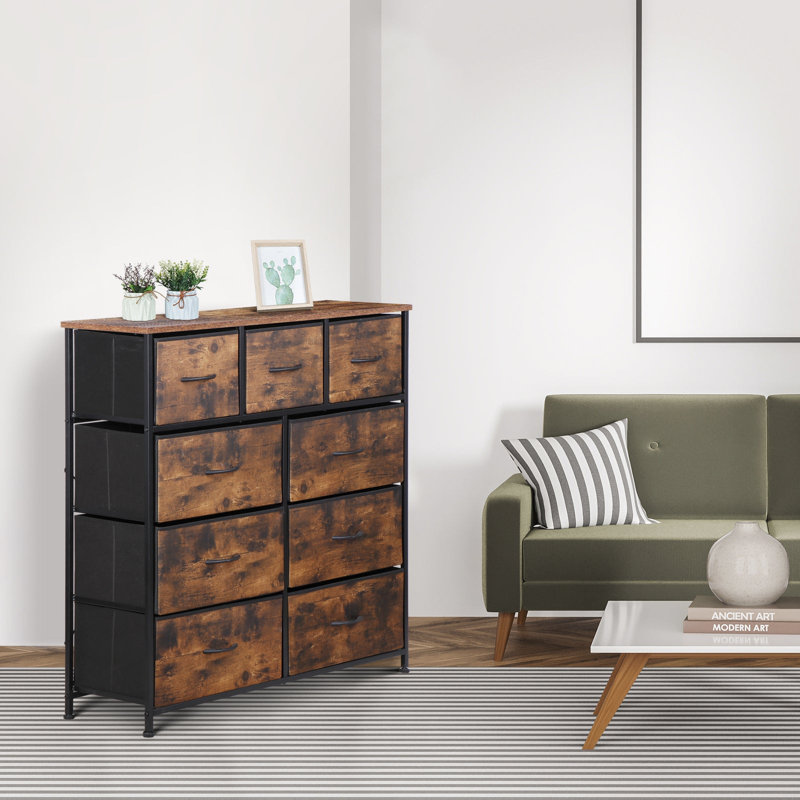 Dressers for Bedroom Wide Fabric 6/8/9 Drawer Double Dresser Storage Chest Tower