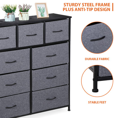 Dressers for Bedroom Wide Fabric 6/8/9 Drawer Double Dresser Storage Chest Tower