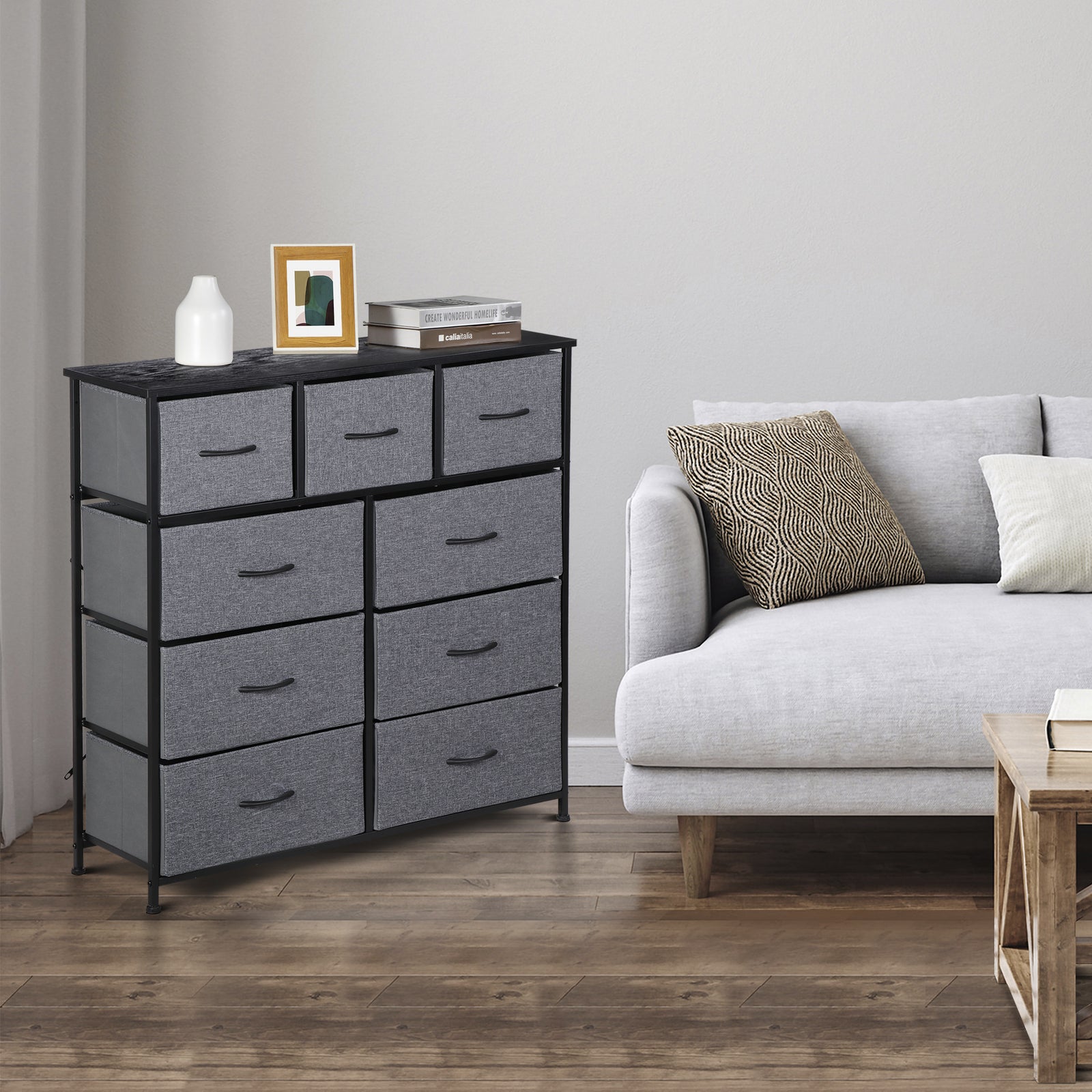Dressers for Bedroom Wide Fabric 6/8/9 Drawer Double Dresser Storage Chest Tower